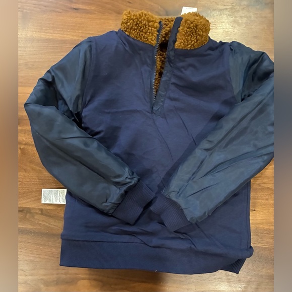 NWT- Janie and Jack Brown Sherpa Half-Zip Pullover (Size 7-8) - Picture 6 of 7